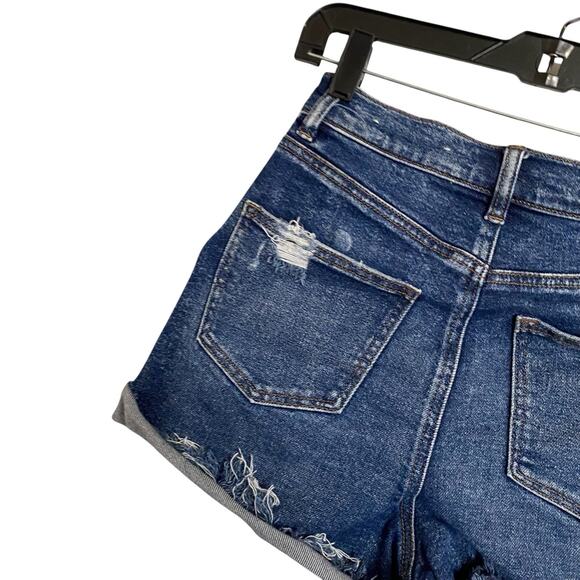 American Eagle Mom Short Denim Jean Short Womens 0 Distressed Darker Stretch - Picture 5 of 7